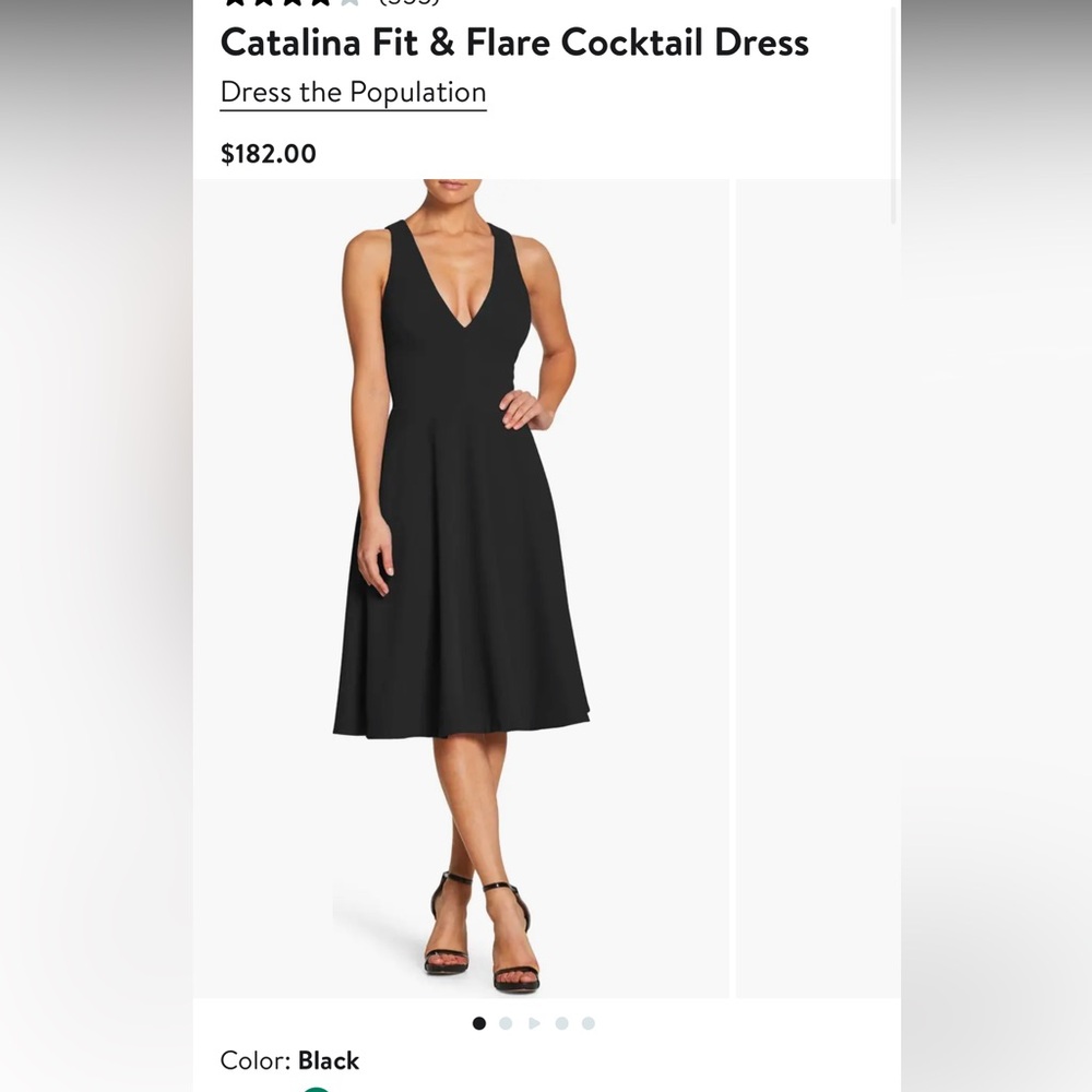 NWT Dress the Population Catalina Black Sleeveless V-Neck Dress